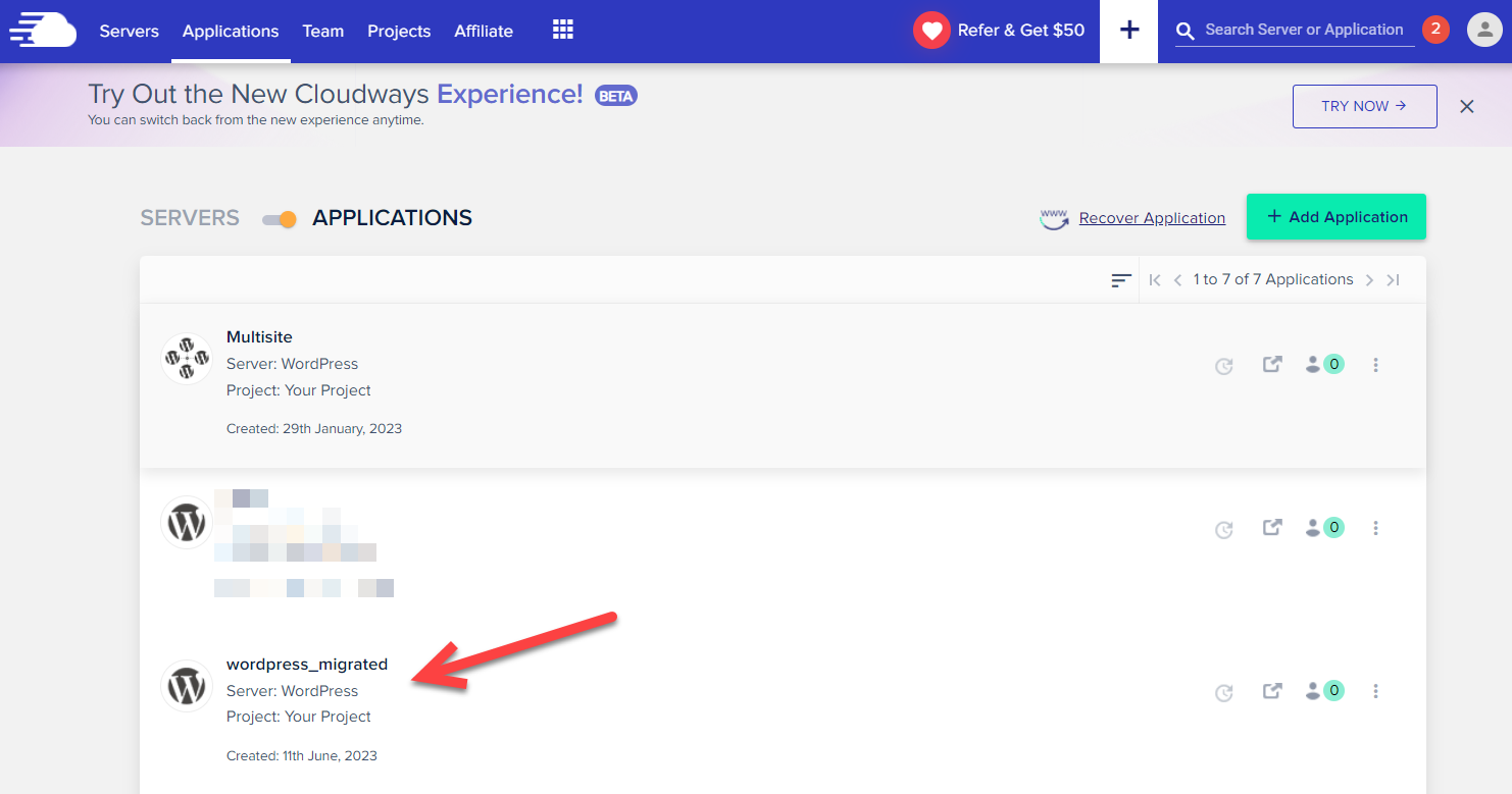 클라우드웨이즈 애플리케이션 리스트 화면