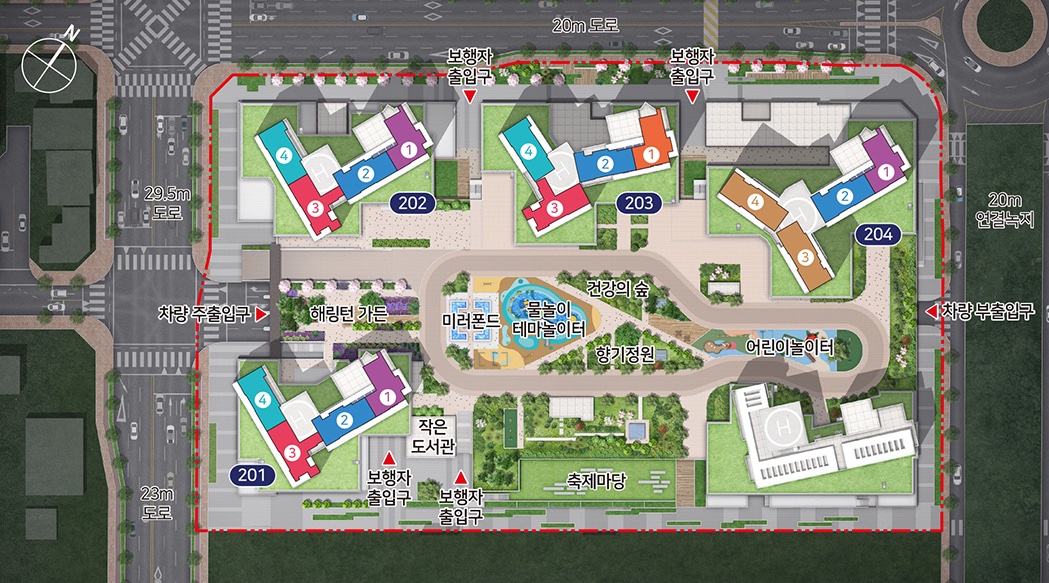 해링턴 플레이스 테크노폴리스 단지 배치 조감도