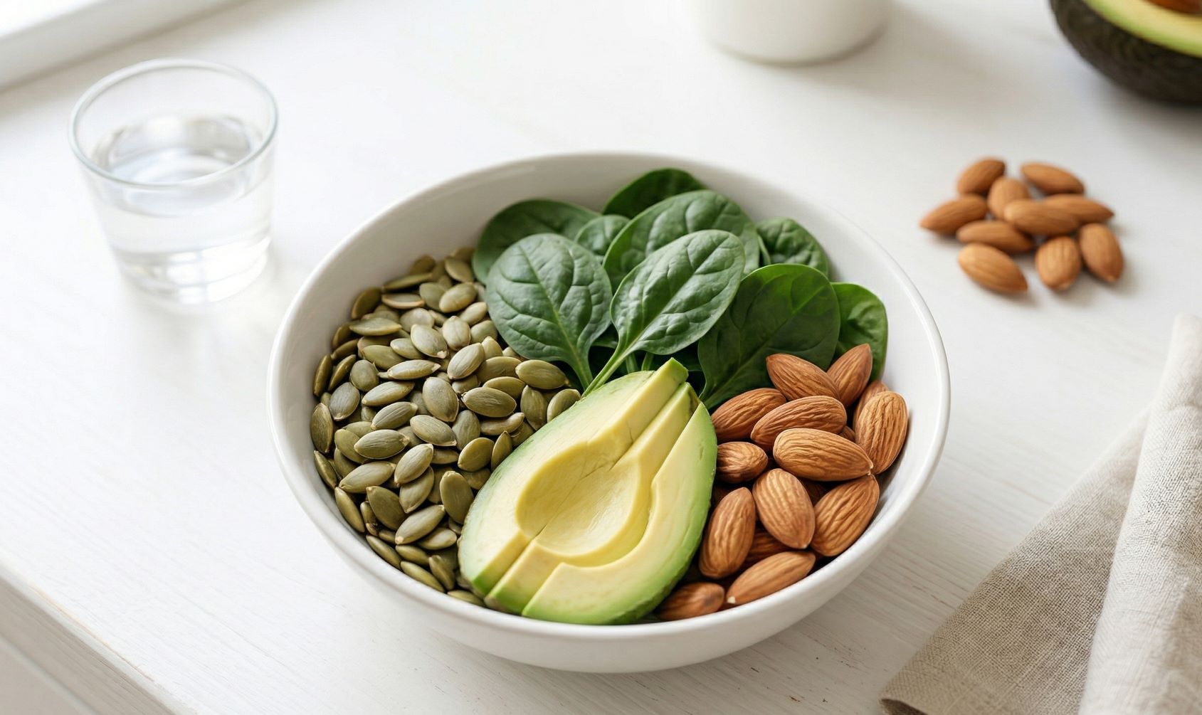 마그네슘이 많이 함유된 호박씨와 아몬드