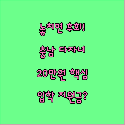 놓치지 마세요 2025 충남 다자녀 ..