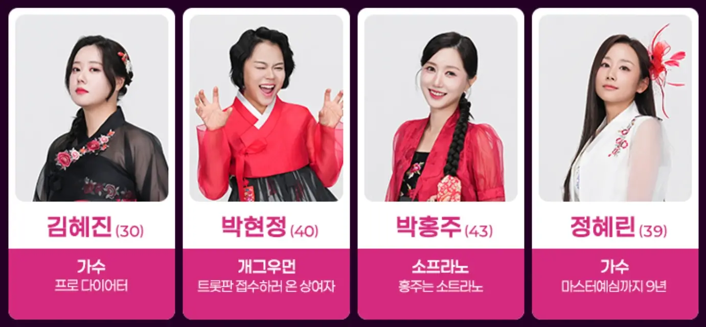 미스트롯4 출연자 프로필 [53팀 완결판] 본선진출자 부서별 명단 및 주목 참가자