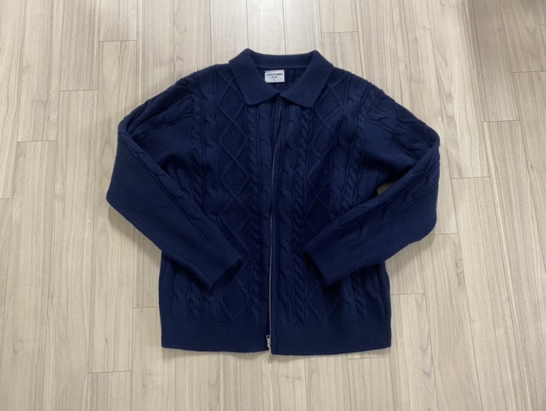 굿라이프웍스 GLW 카라 케이블 니트 집업 네이비Collar cable knitwear zip up navy