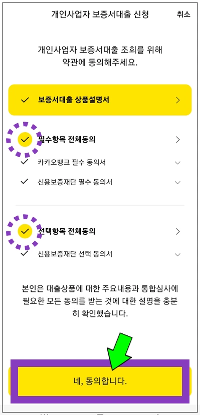 마포구-온택트-특례보증-대출-step4-동의항목-확인