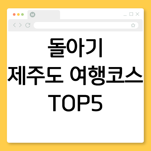 돌아기와 함께하는 제주도 여행 코스 추천 TOP 5