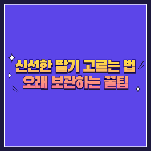 신선한 딸기 고르는 법 & 오래 보관하는 꿀팁