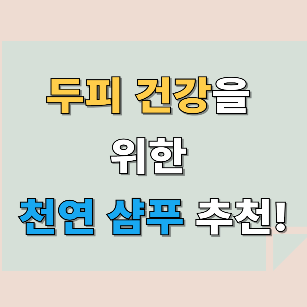 천연 샴푸 추천 ❘ 두피 건강을 위한 최고의 선택