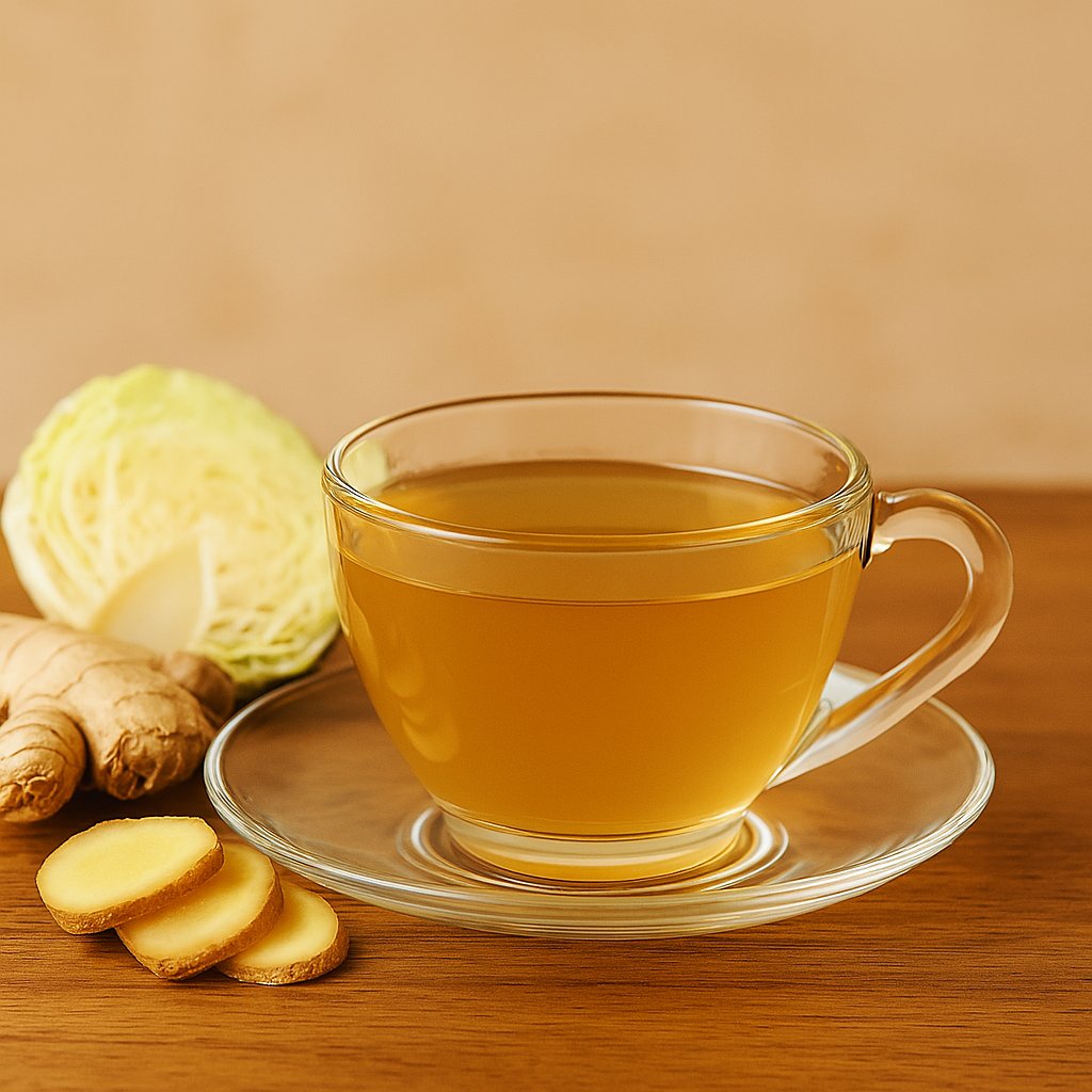 소화에 좋은 생강차, 양배추, 생강 슬라이스