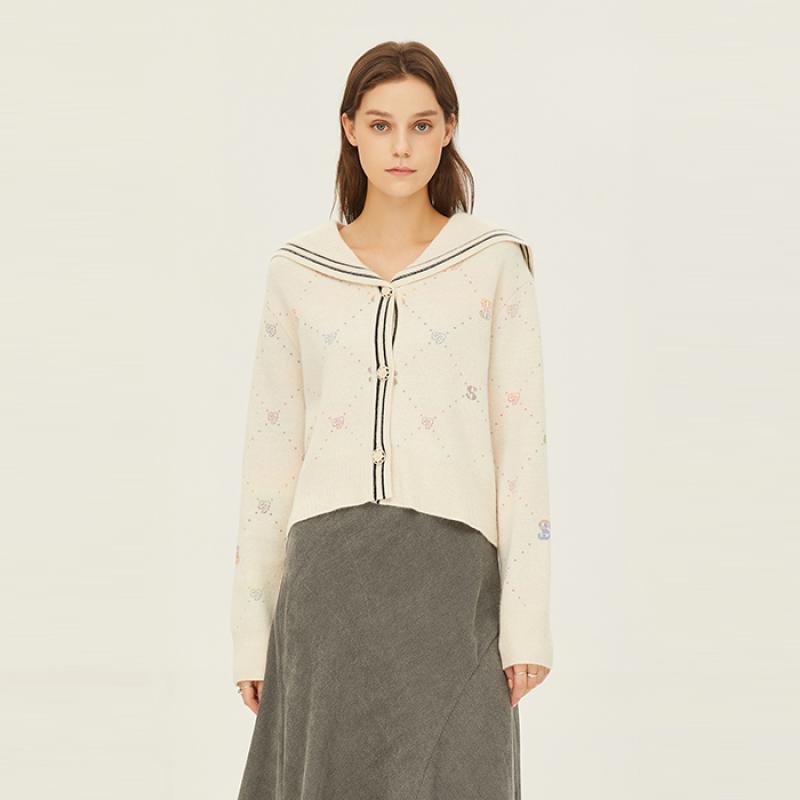 시슬리 세일러 카라 니트 가다건 SAKC41261IV