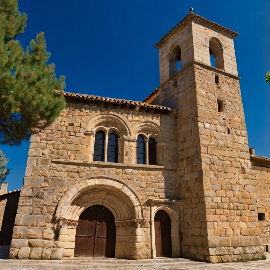 베살루 명소 산 비센스 교회 형상화한 이미지