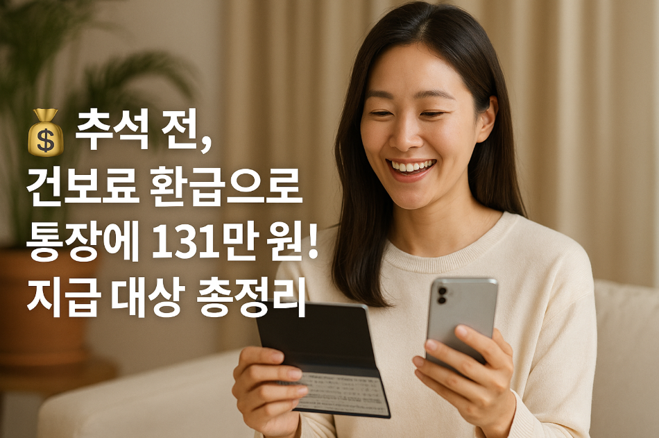 추석 전, 건보료 환급으로 통장에 131만 원! 지급 대상 총정리