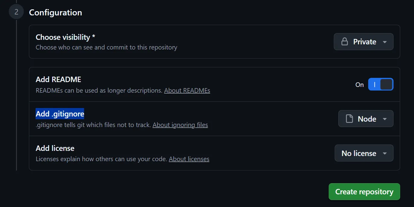 GitHub New repository
