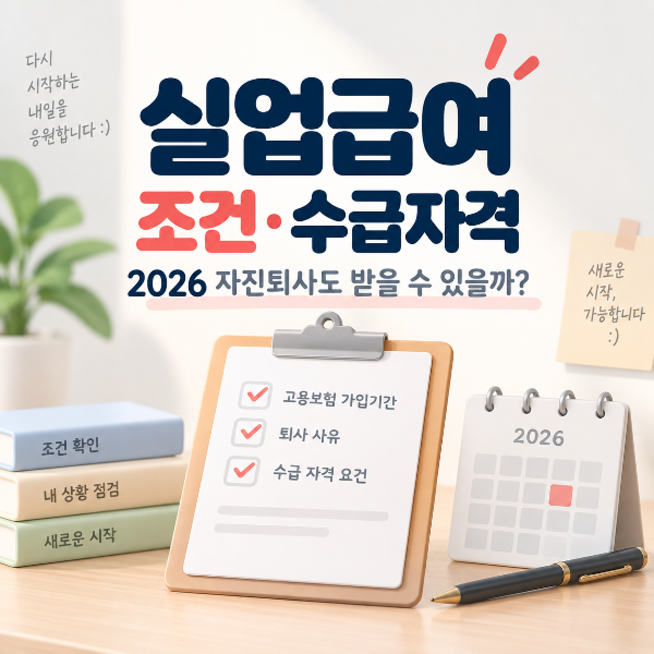 2026 실업급여 조건과 수급자격 자진퇴사 가능 여부 안내