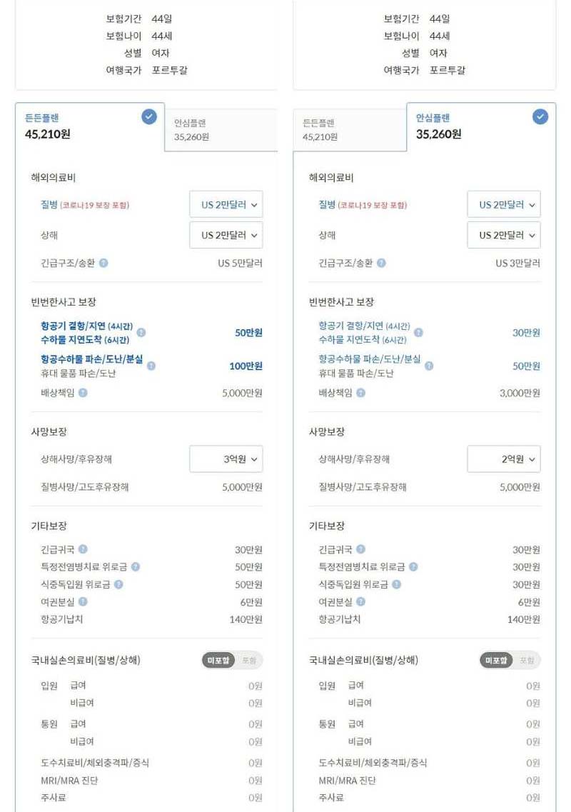 2023년 5월 포르투갈, 스페인 여행 - 마이뱅크 여행자보험 플랜비교