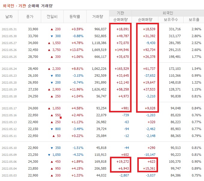 현대에너지솔루션 5월 외국인 기관 순매수