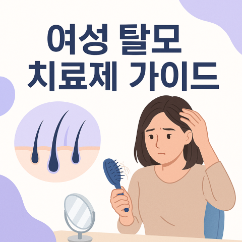 여성 탈모 치료제 정보를 안내하는 의료 블로그 썸네일 이미지