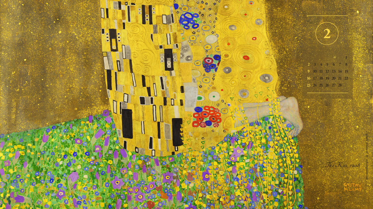 12 클림트 키스 문양 A - 2025년2월 노트북배경화면