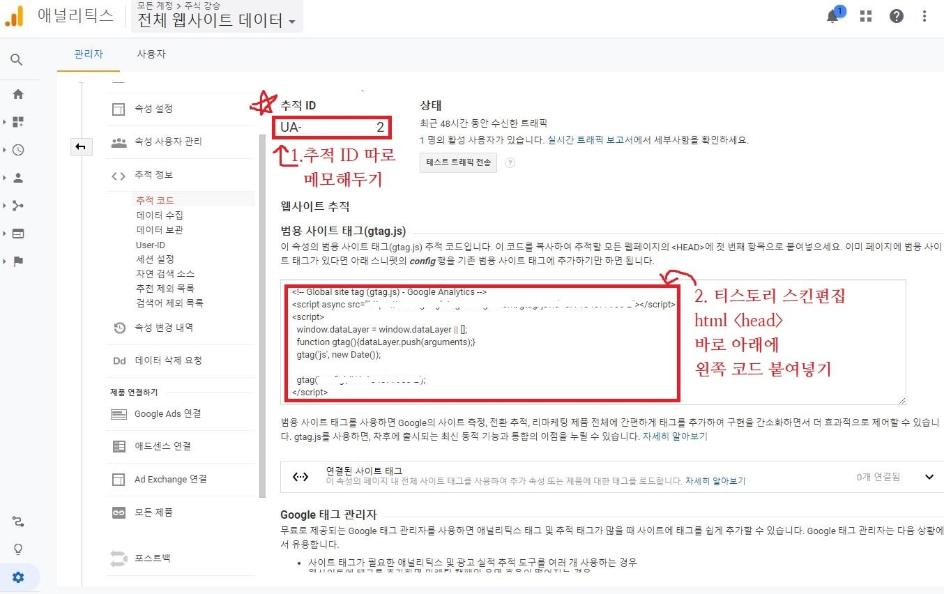 추적 ID, 범용 사이트 태그 이미지