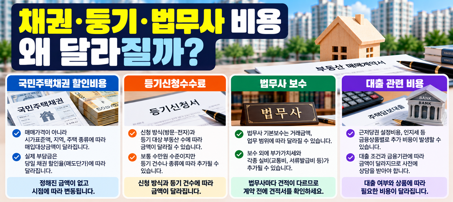 국민주택채권 등기신청수수료 법무사 비용 차이 이미지