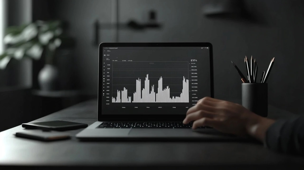 FIRE족 연 3% 인출을 위한 ETF 자산배분 차트를 노트북에서 분석하는 홈오피스 환경, 젊은 투자자가 자산관리와 투자 비교표를 바탕으로 포트폴리오 전략을 점검, 안정성과 효율성을 중시하는 금융 라이프스타일