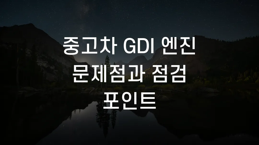 중고차 GDI 엔진 문제점과 점검 포인트