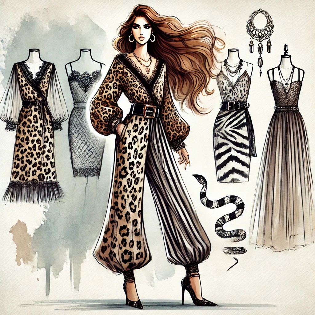 에니멀프린트패션일러스트 레오파트스타일