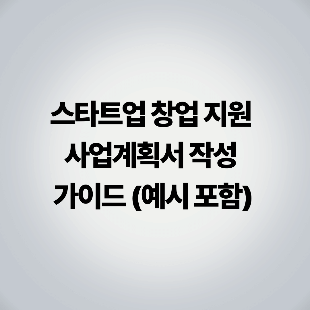 스타트업 창업 지원 프로그램 사업계획서 작성 가이드 (예시 포함)