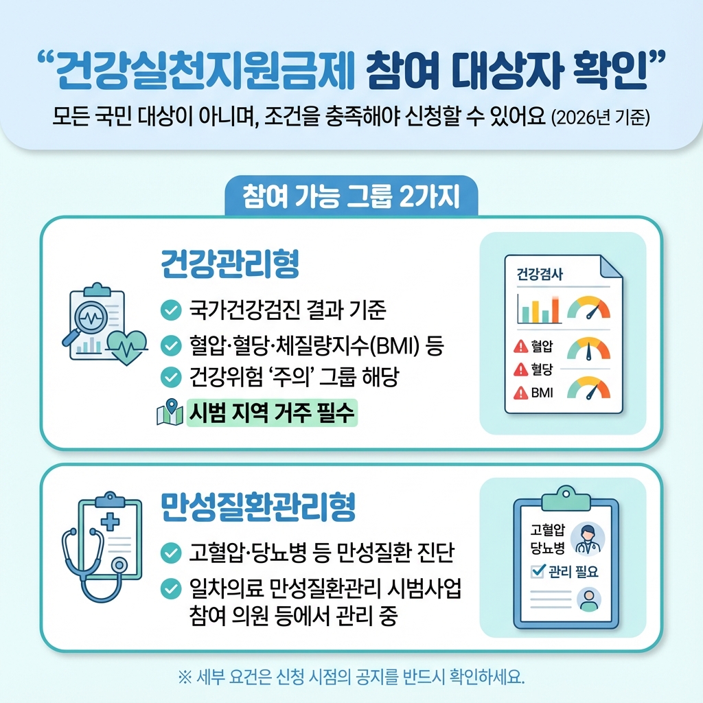 건강실천지원금제_참여대상자_건강관리형_만성질환관리형_시범지역_요약인포그래픽