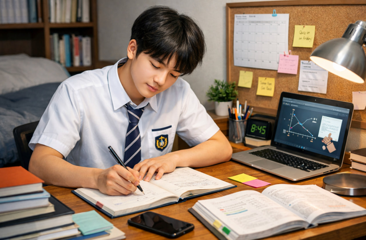 공부에 집중하는 모습