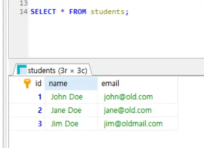 students 테이블