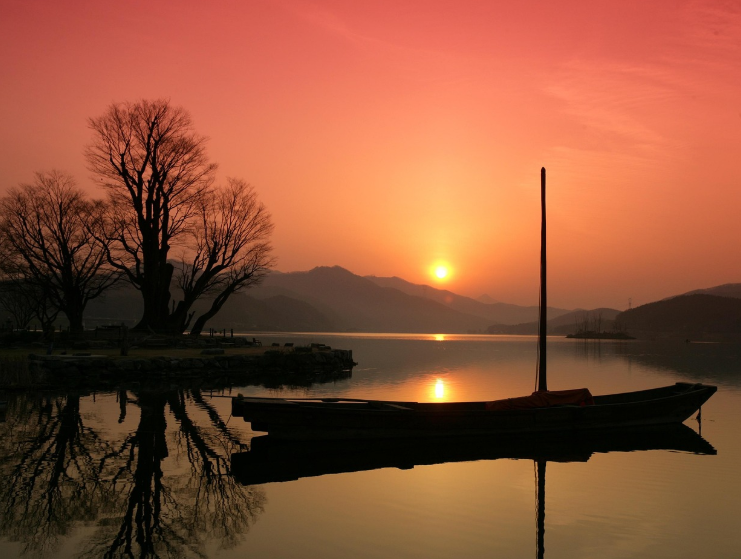 양평 두물머리 일몰 사진