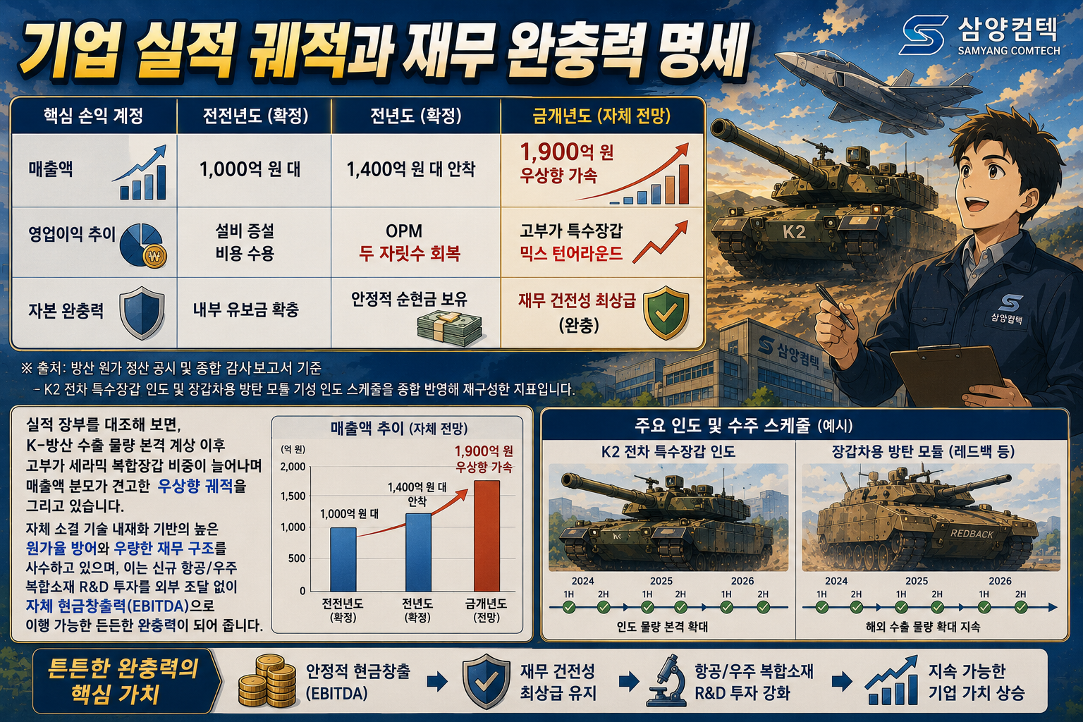 기업 실적 궤적과 재무 완충력 인포그래픽