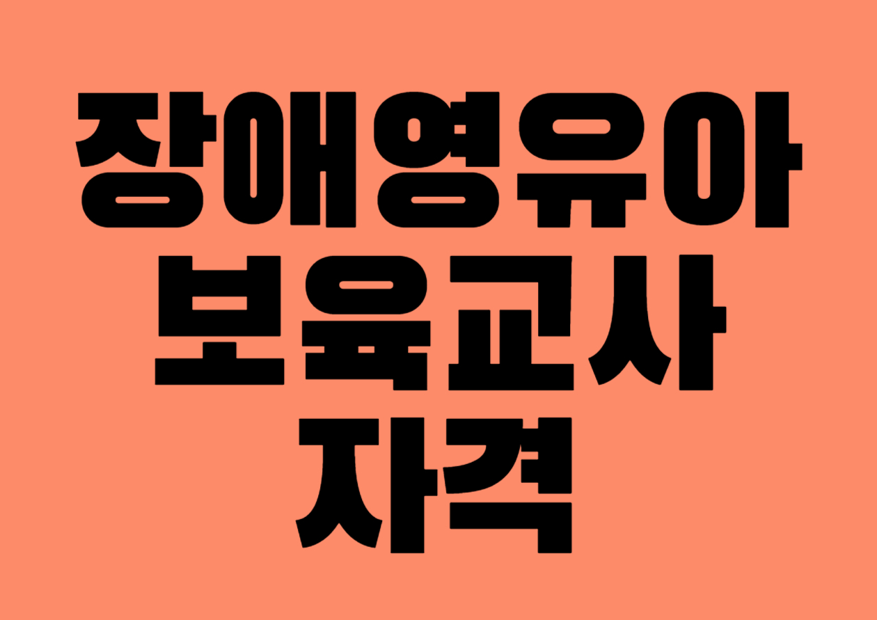 장애영유아보육교사 자격기준