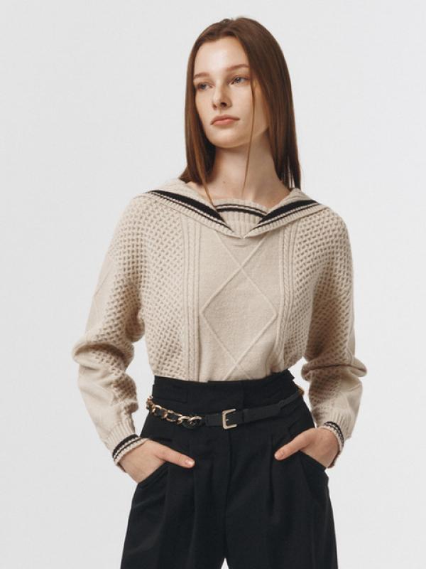 마리끌레르 세일러 카라 피셔맨 니트 풀오버 MODDKN06MA