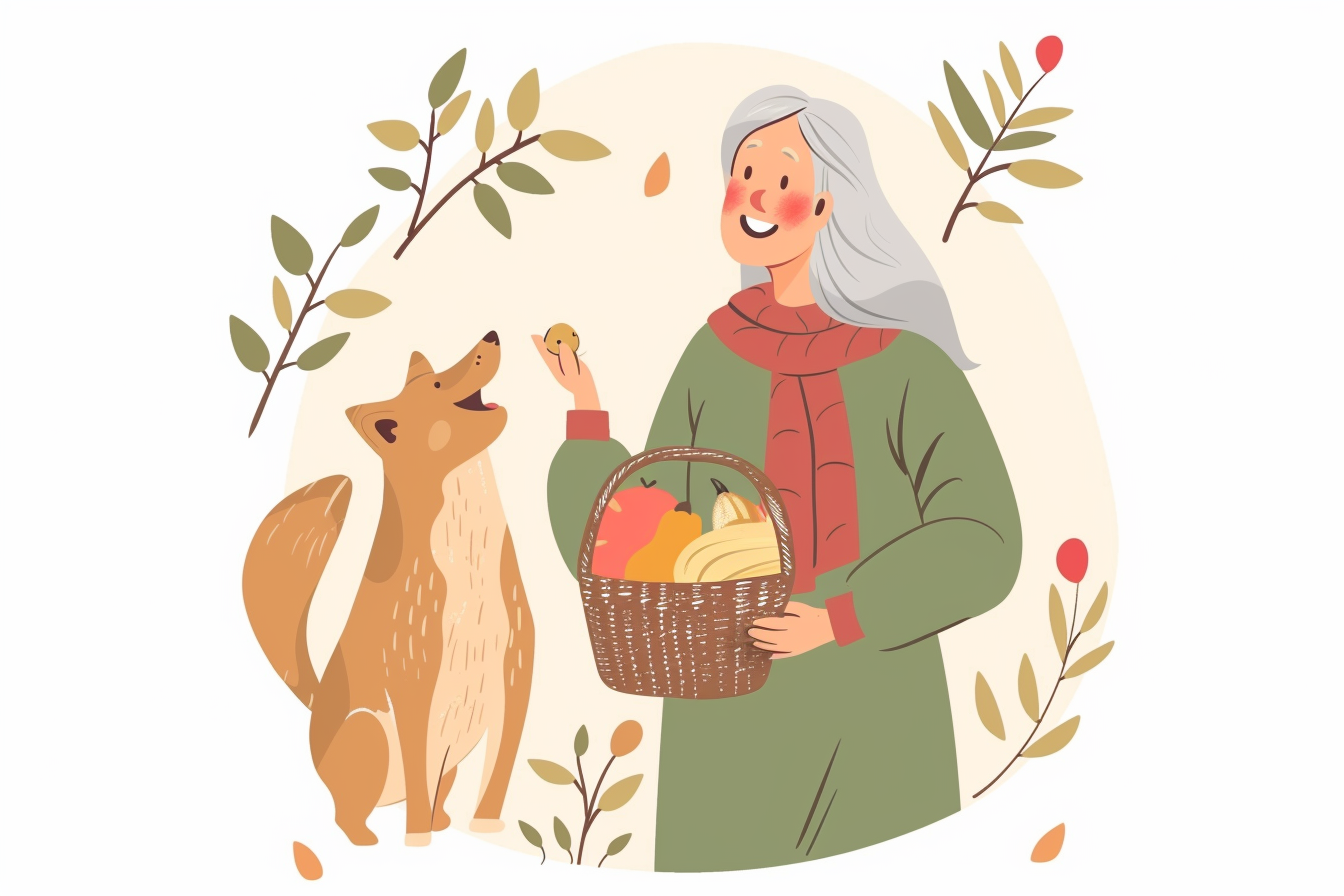 middle-aged woman holding a fruit