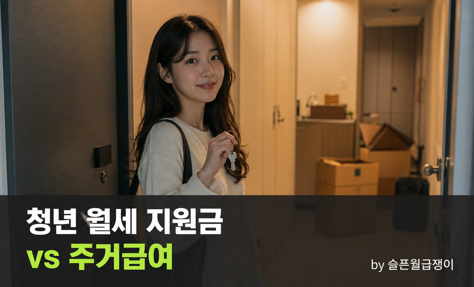 원룸 현관 앞에 서 있는 청년