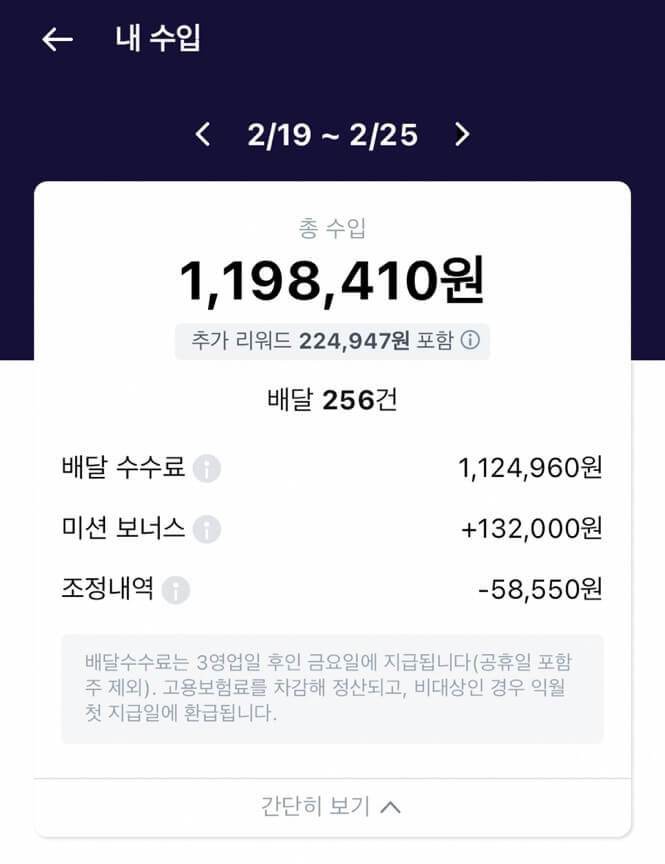 쿠팡이츠-배달파트너-수입-정산-내역