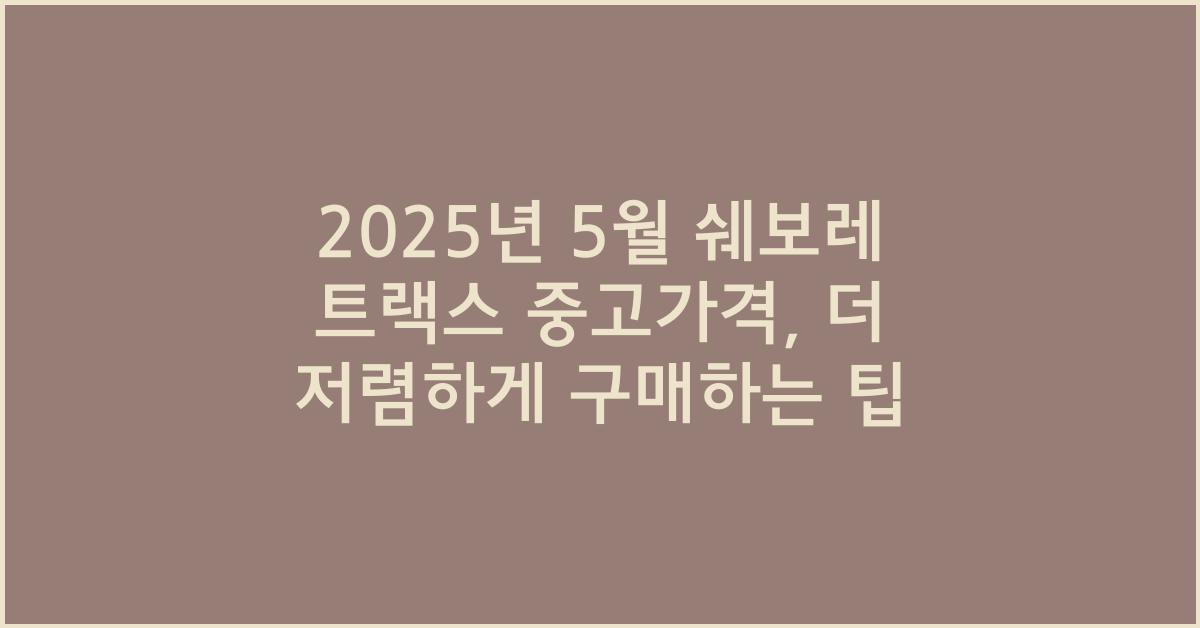 2025년 5월 쉐보레 트랙스 중고가격