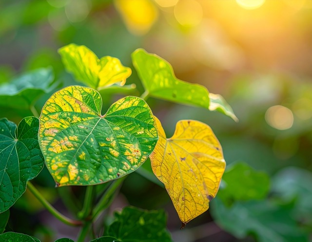 줄기와 잎이 누렇게 말라가기 시작할 때