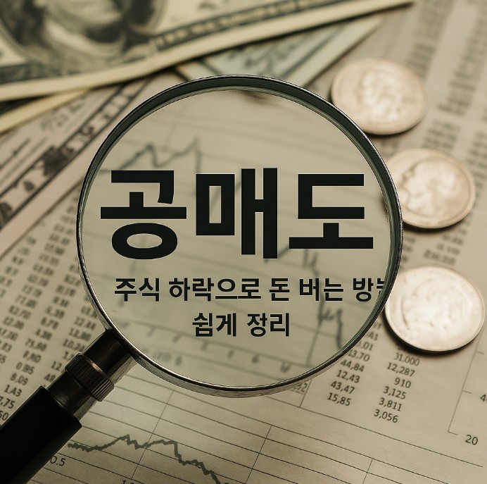 공매도 글자를 돋보기로 확대한 사진