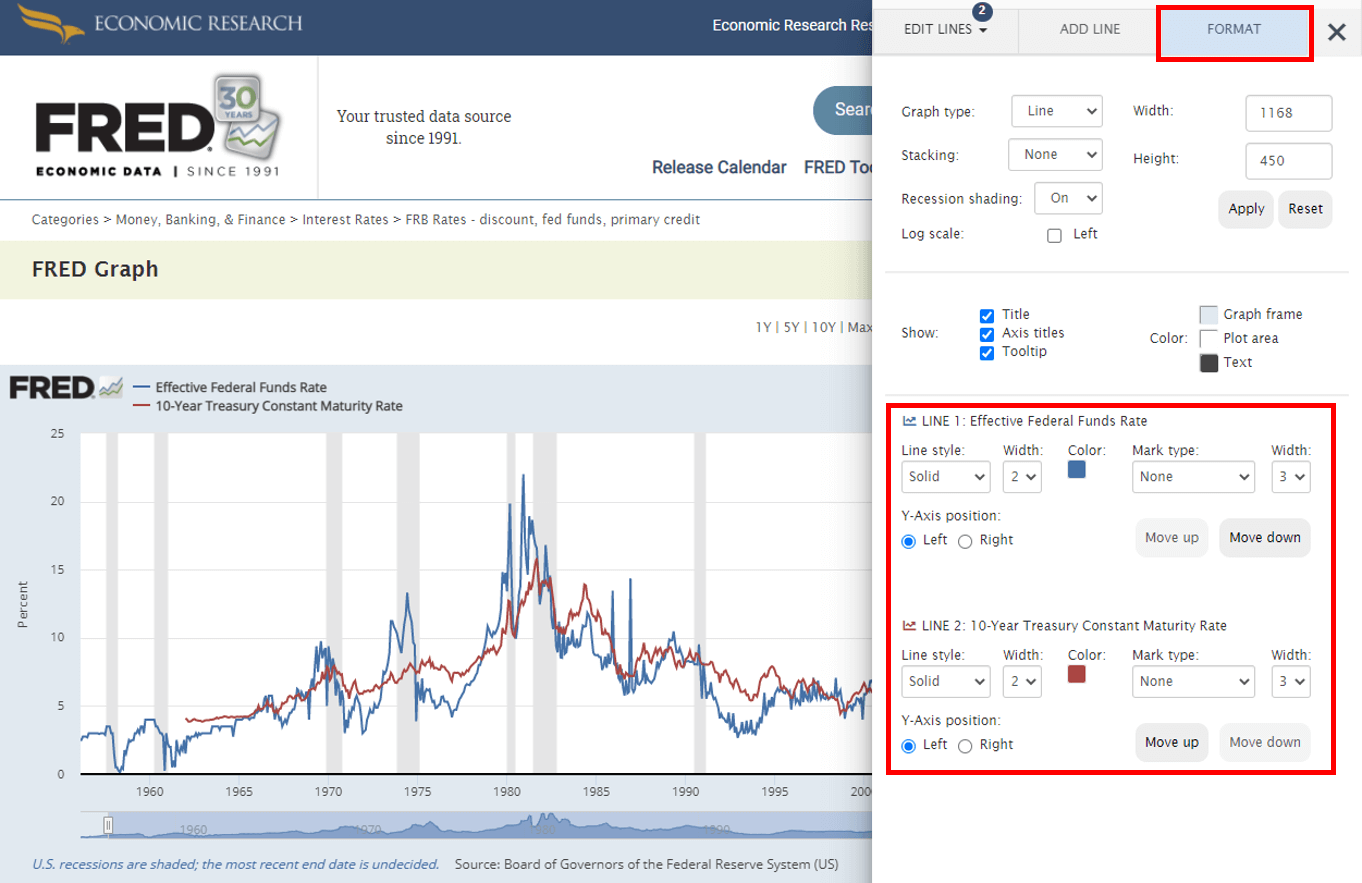 그래프의 선모양과 색, 두께를 설정할 수 있는 창의 모습
