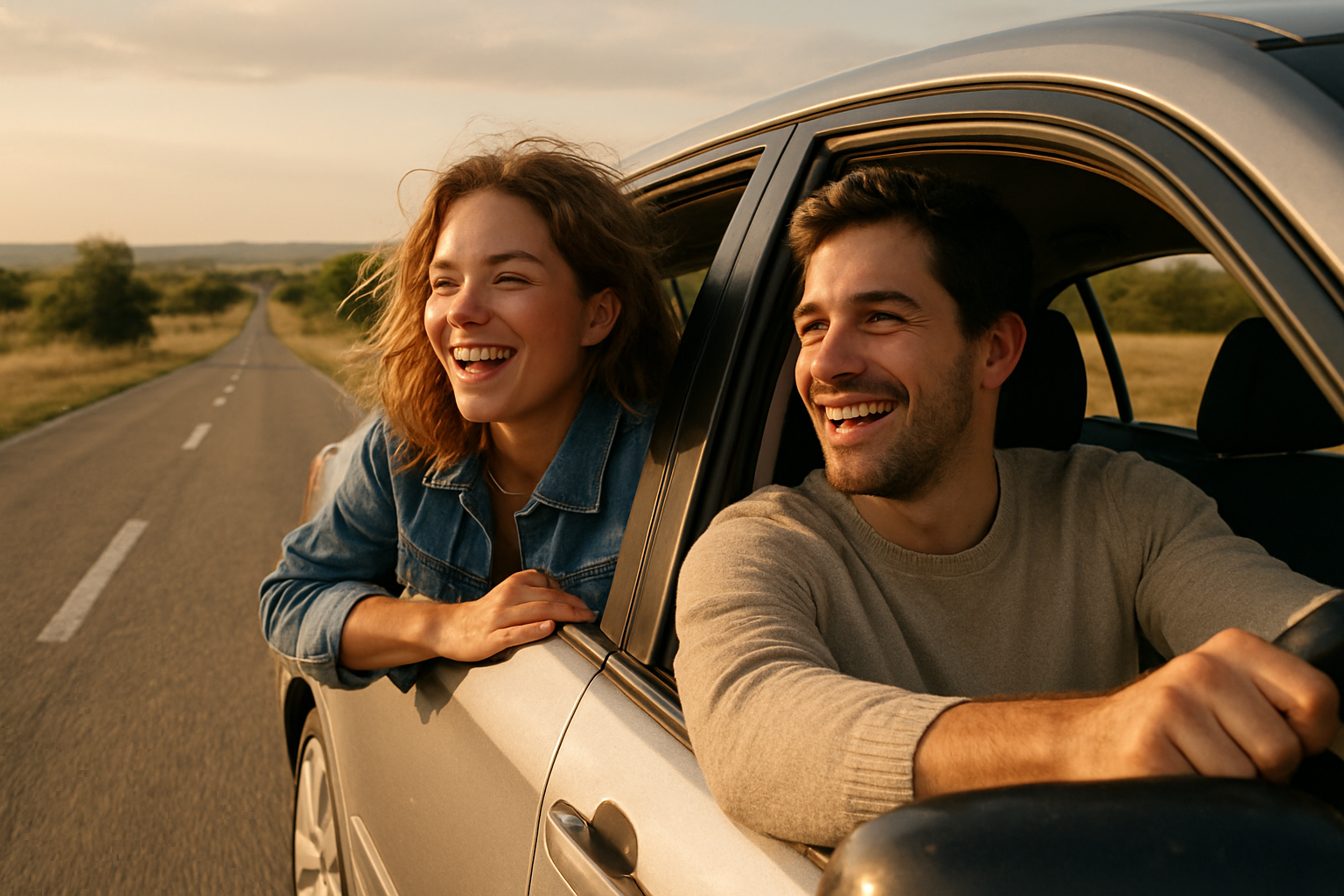 자동차로 여행하는 모습