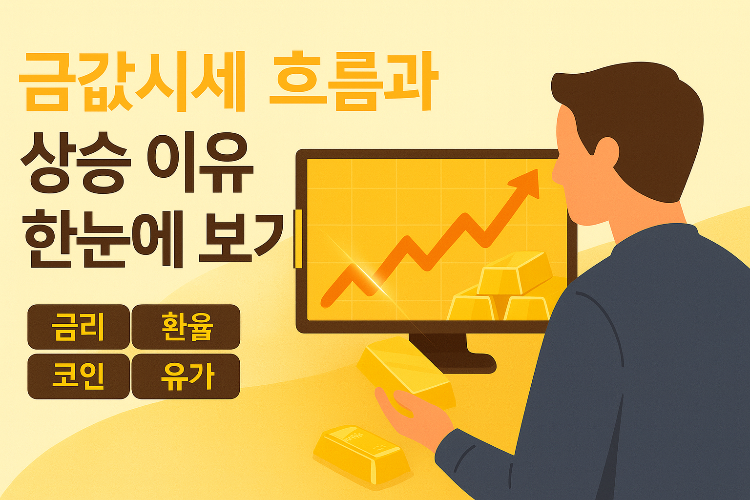 alt="금값 상승 인포그래픽 썸네일 &ndash; 2025년 금 시세 흐름과 전망을 그래프와 금괴 이미지로 직관적으로 표현한 밝은 이미지"