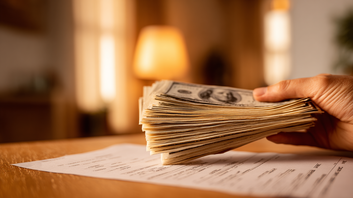 계약서와 돈뭉치 사진