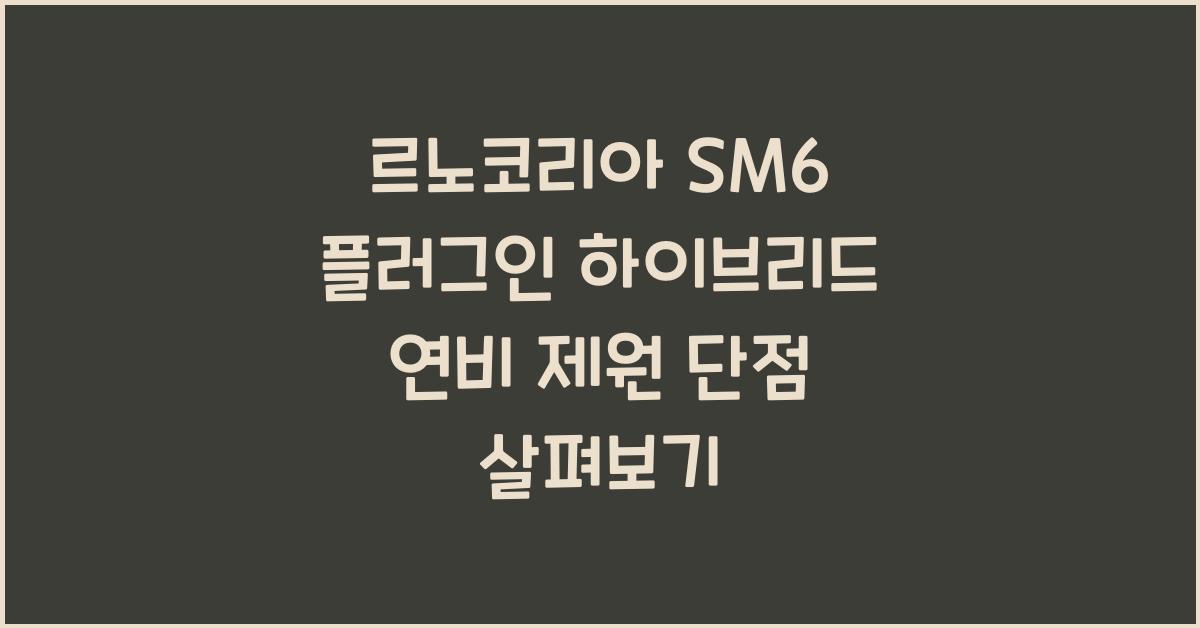 르노코리아 SM6 플러그인 하이브리드 연비 제원 단점