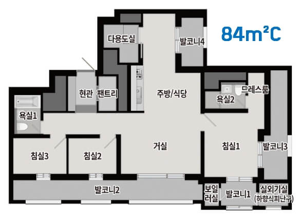 음성 푸르지오 마크베르 84C 타입 평면도