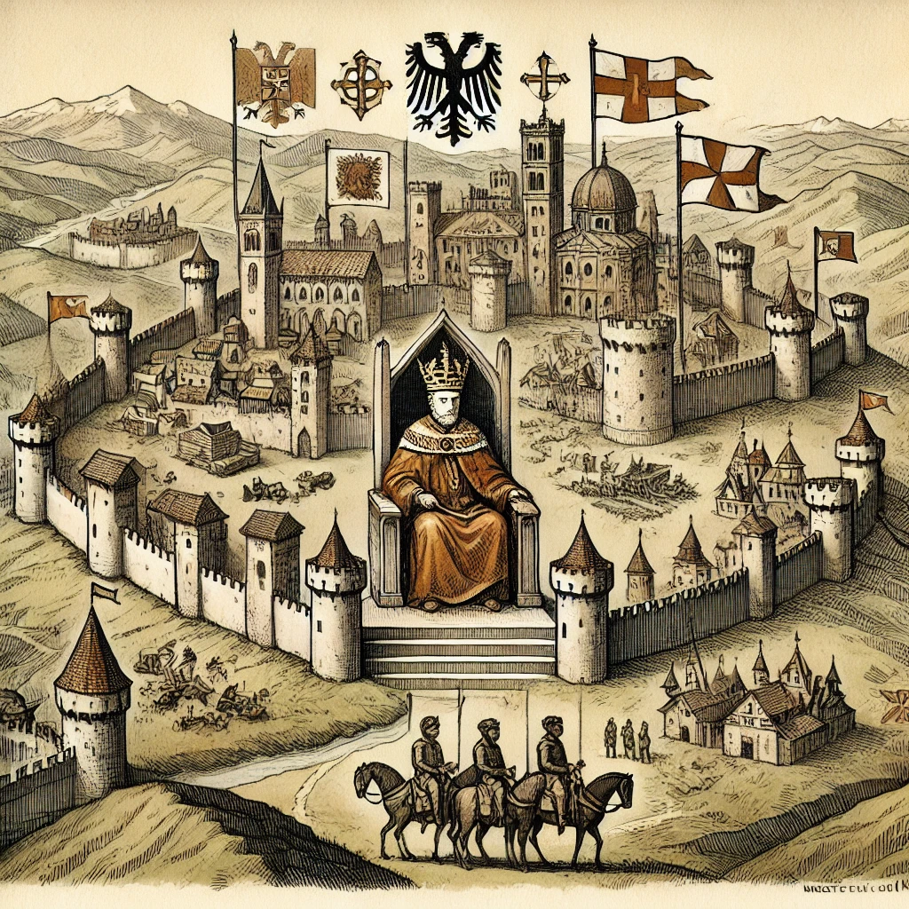 언덕마다 각기 다른 깃발과 성채가 세워져 제후들