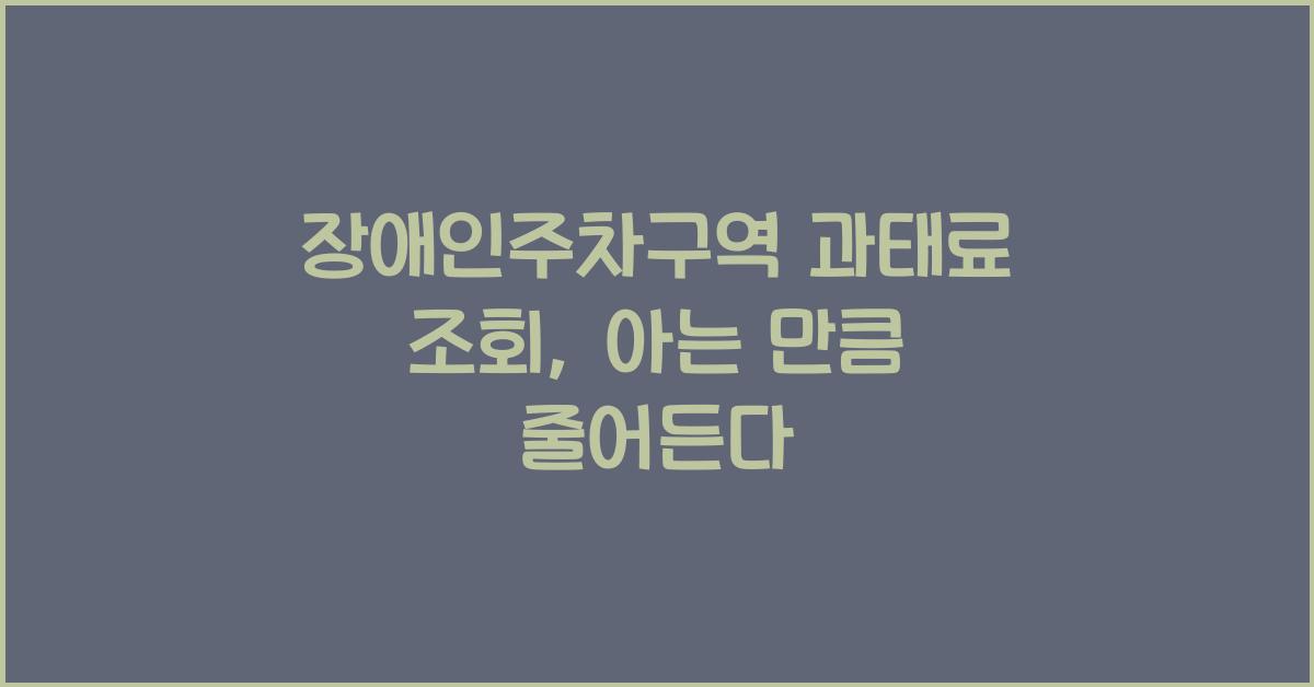 장애인주차구역 과태료 조회