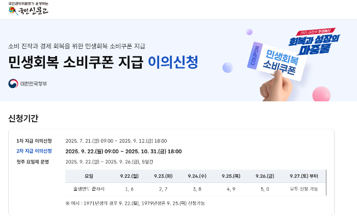 민생지원금 2차 신청 국민신문고 이의신청방법 안내