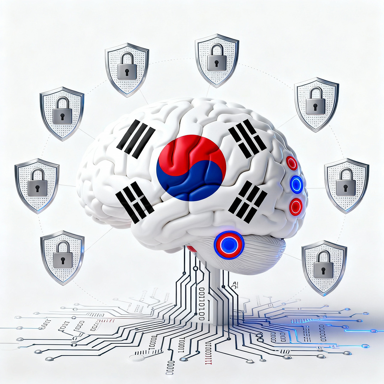 태극 문양이 새겨진 뇌(Brain)