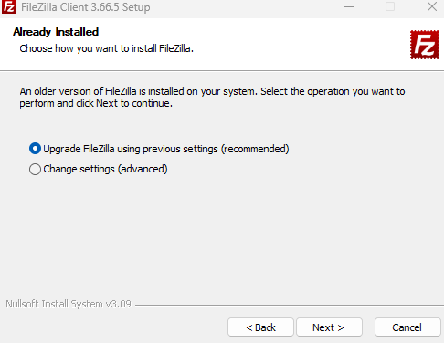 이전 버전 업데이트 여부